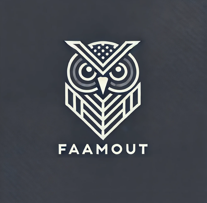 Logo design prompt for midjourney Animal logo, owl head, monochrome, wise, intelligent, minimalist, line art, geometric. Design a logo for Faarmout that's as smart as an owl! We want something that symboliz